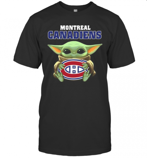 Baby Yoda Hug Montreal Canadiens Logo T-Shirt