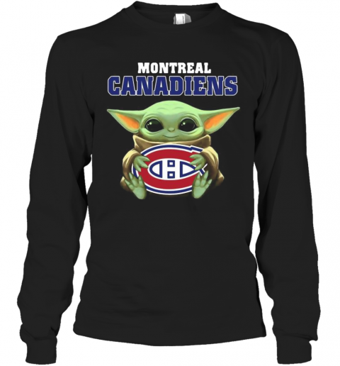 Baby Yoda Hug Montreal Canadiens Logo T-Shirt Long Sleeved T-shirt 