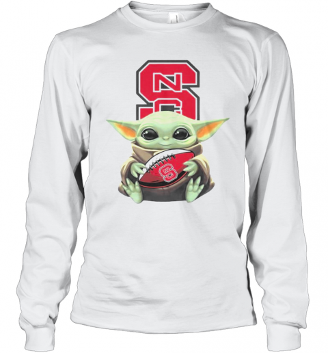 Baby Yoda Hug North Carolina State Football T-Shirt Long Sleeved T-shirt 