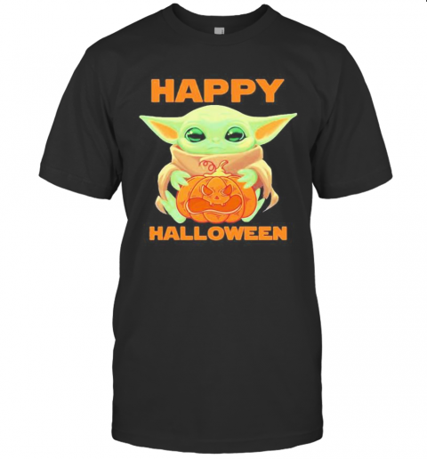 Baby Yoda Hug Pumpkin Happy Halloween T-Shirt