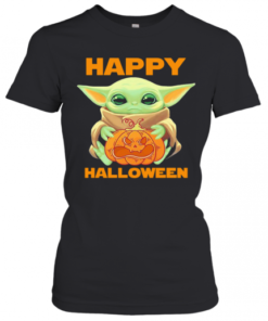 Baby Yoda Hug Pumpkin Happy Halloween T-Shirt Classic Women's T-shirt