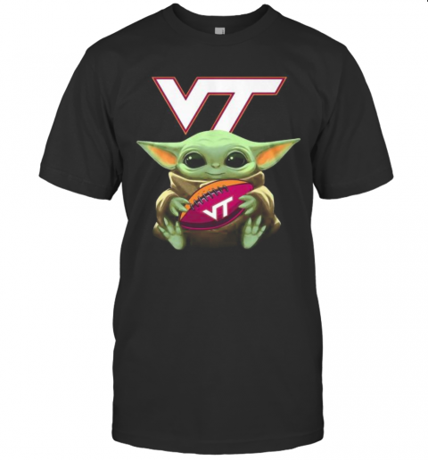 Baby Yoda Hug Virginia Tech Football T-Shirt