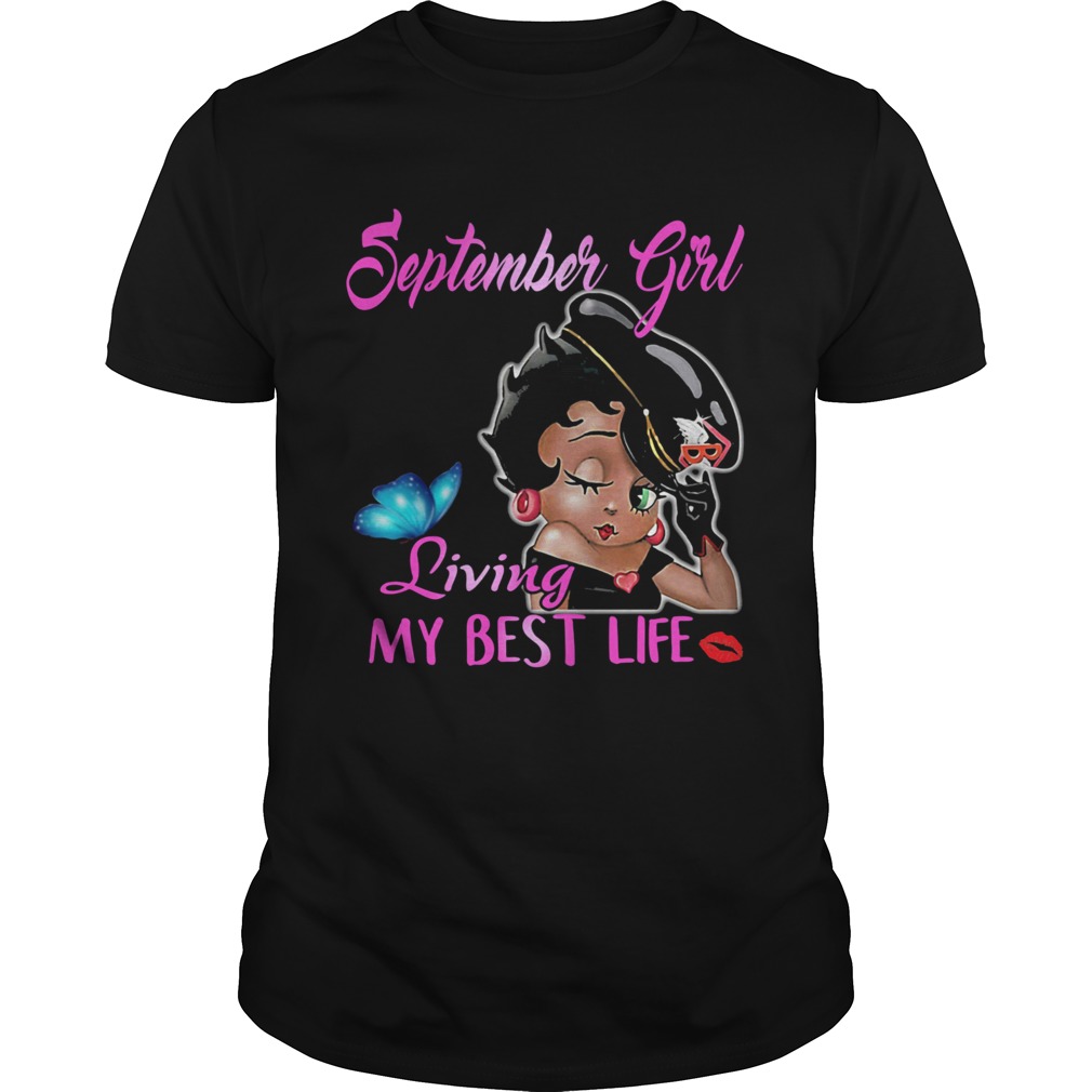 Betty boop september girl living my best life butterfly shirt