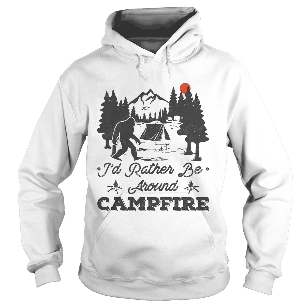 Bigfoot id rather be around campfire sunset Hoodie