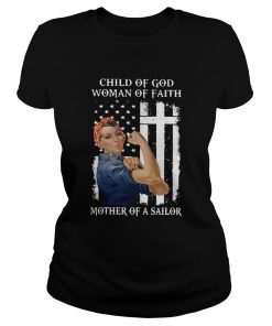 Child Of God Woman Of Faith Mother Of A Sailor Strong Woman Flag  Classic Ladies