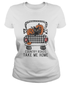 Country Roads Take Me Home Pumpkin Cat Halloween  Classic Ladies