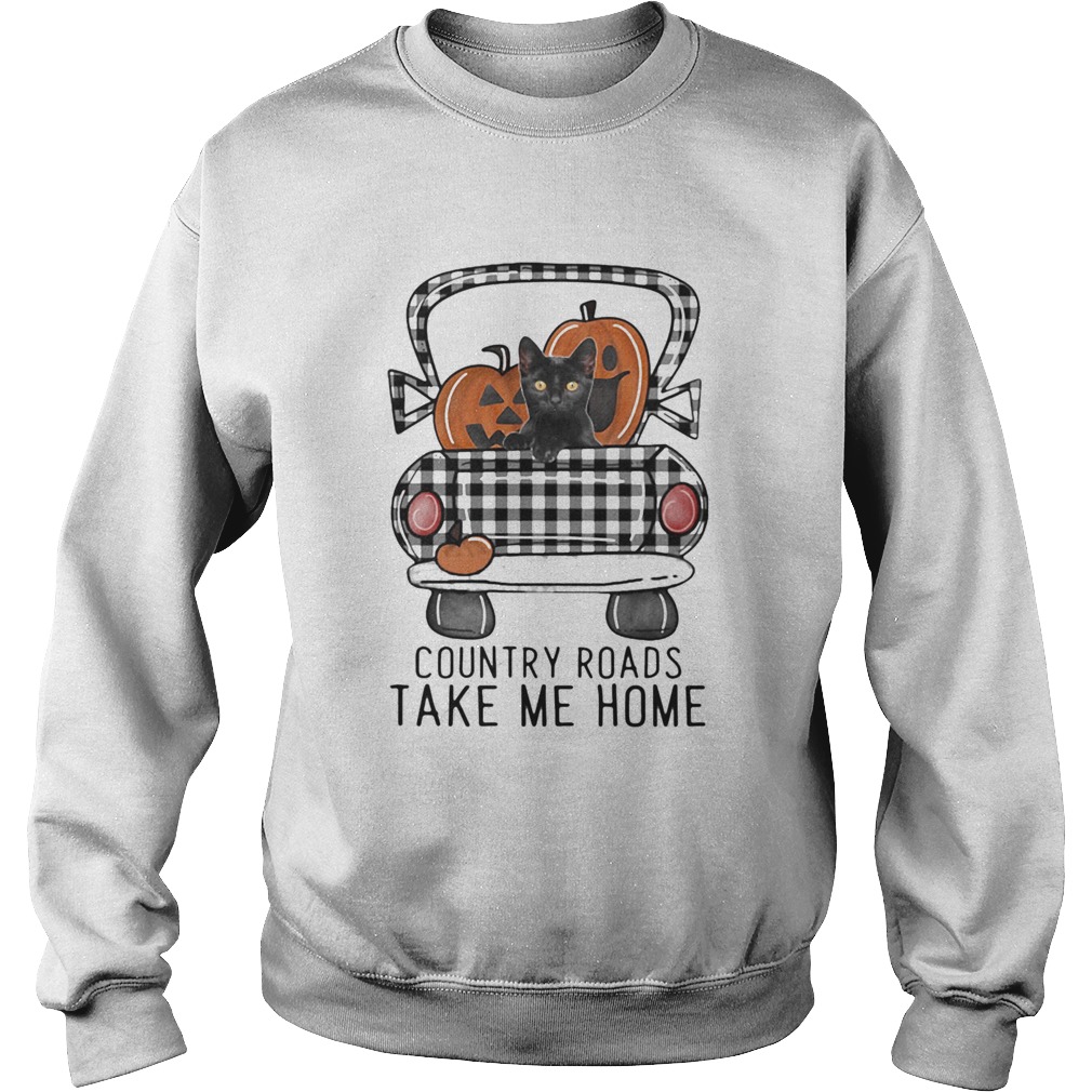 Country Roads Take Me Home Pumpkin Cat Halloween Sweatshirt