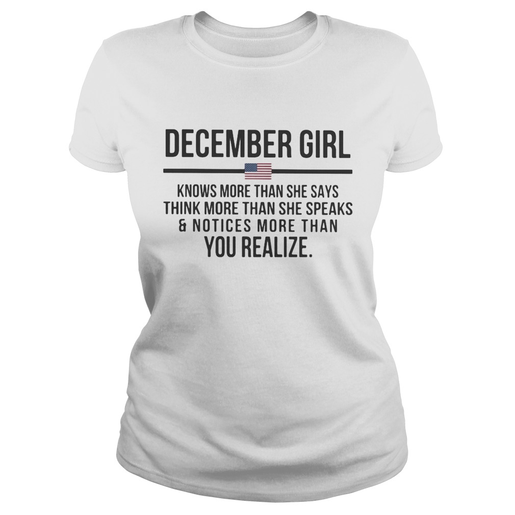 December girl knows more than she says think more than she speaks and notices more than you realize Classic Ladies