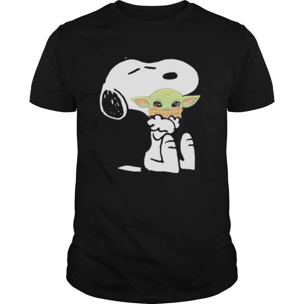 Disney snoopy hug baby yoda shirt