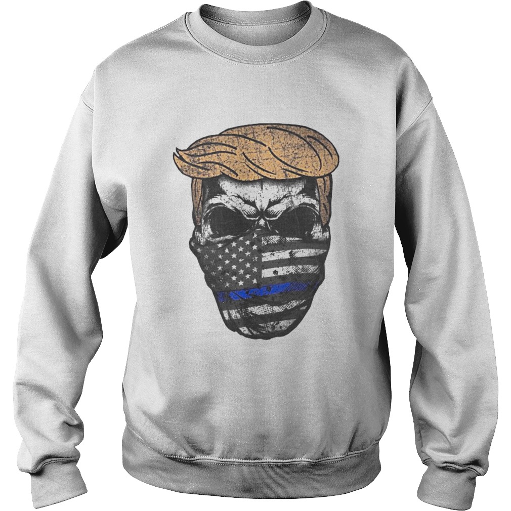 Donald trump skull mask back the blue american flag independence day Sweatshirt