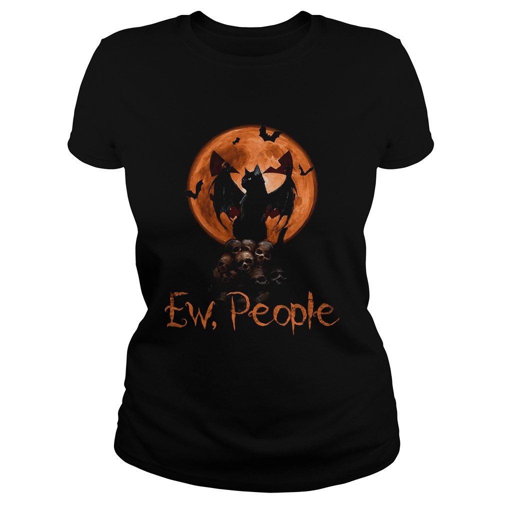 Ew People Black Cat Bats Moon Skull Halloween Classic Ladies