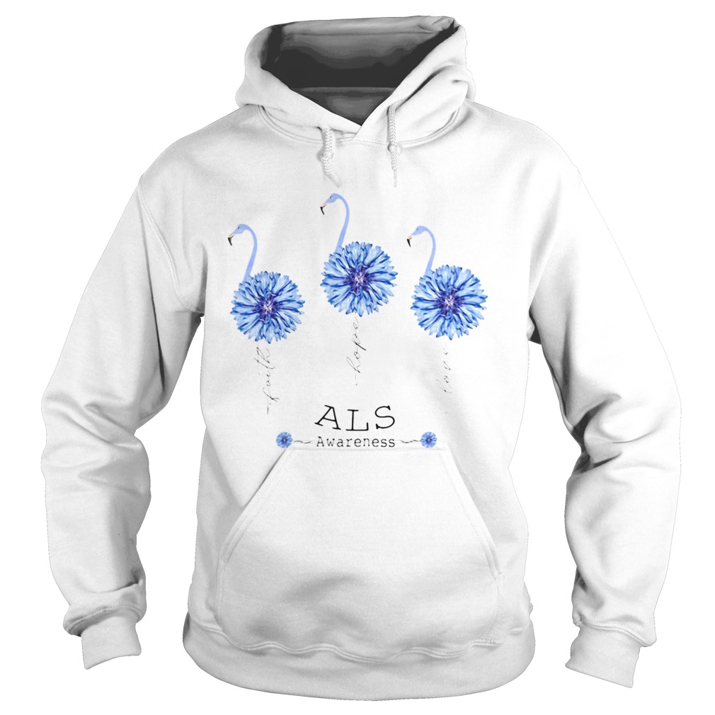 FAITH HOPE LOVE ALS AWARENESS FLAMINGO FLOWER Hoodie