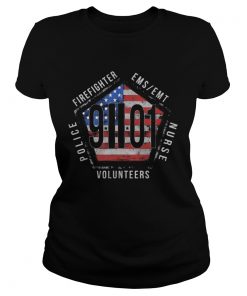 Firefighter ems emt nurse volunteers police 9 01 american flag  Classic Ladies