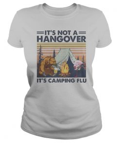 Flamingo and bear it’s not a hangover it’s camping flu vintage retro shirt