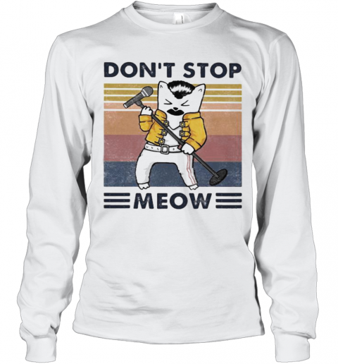 Freddie Mercury Don'T Stop Meow Vintage Retro T-Shirt Long Sleeved T-shirt 