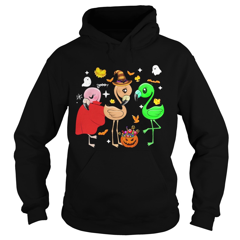 Ghost Booo Flamingos Pumpkin Halloween Hoodie