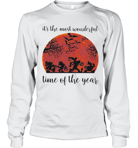 Halloween Mickey Mouse And Friends It'S The Most Wonderful Time Of The Year Sunset T-Shirt Long Sleeved T-shirt 