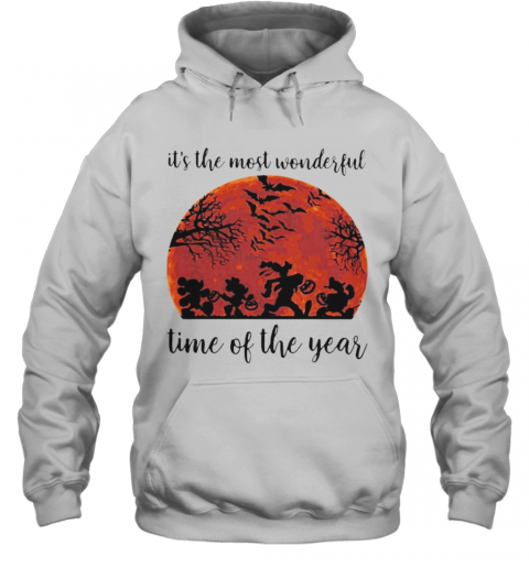 Halloween Mickey Mouse And Friends It'S The Most Wonderful Time Of The Year Sunset T-Shirt Unisex Hoodie