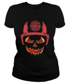 Halloween Pumpkin Firefighter Fireman Fire  Classic Ladies