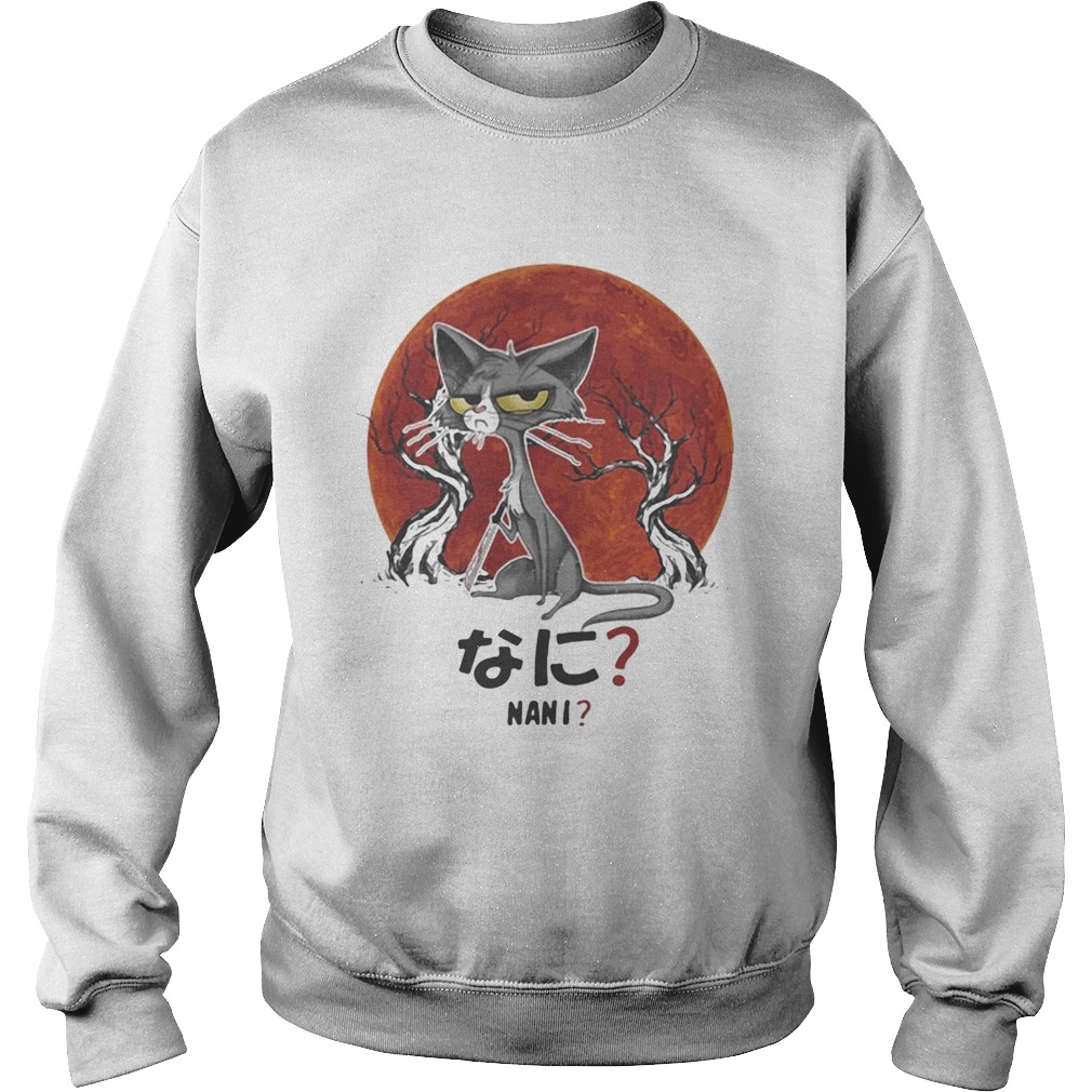 Halloween black cat holding knife nani japanese sunset Sweatshirt