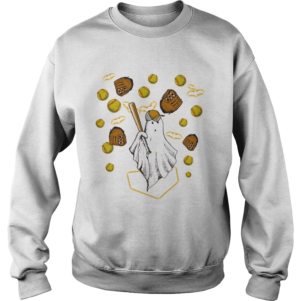 Halloween ghost playing softball Sweatshirt