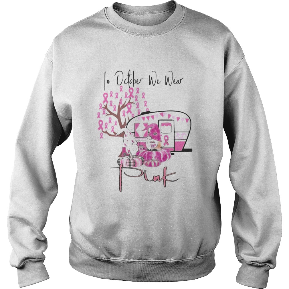 Halloween gnomes in october we wear pink pumpkin cancer awareness Sweatshirt