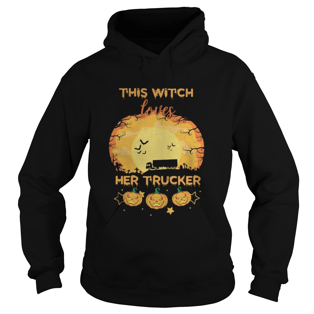 Halloween this witch loves her trucker pumpkins moon Hoodie