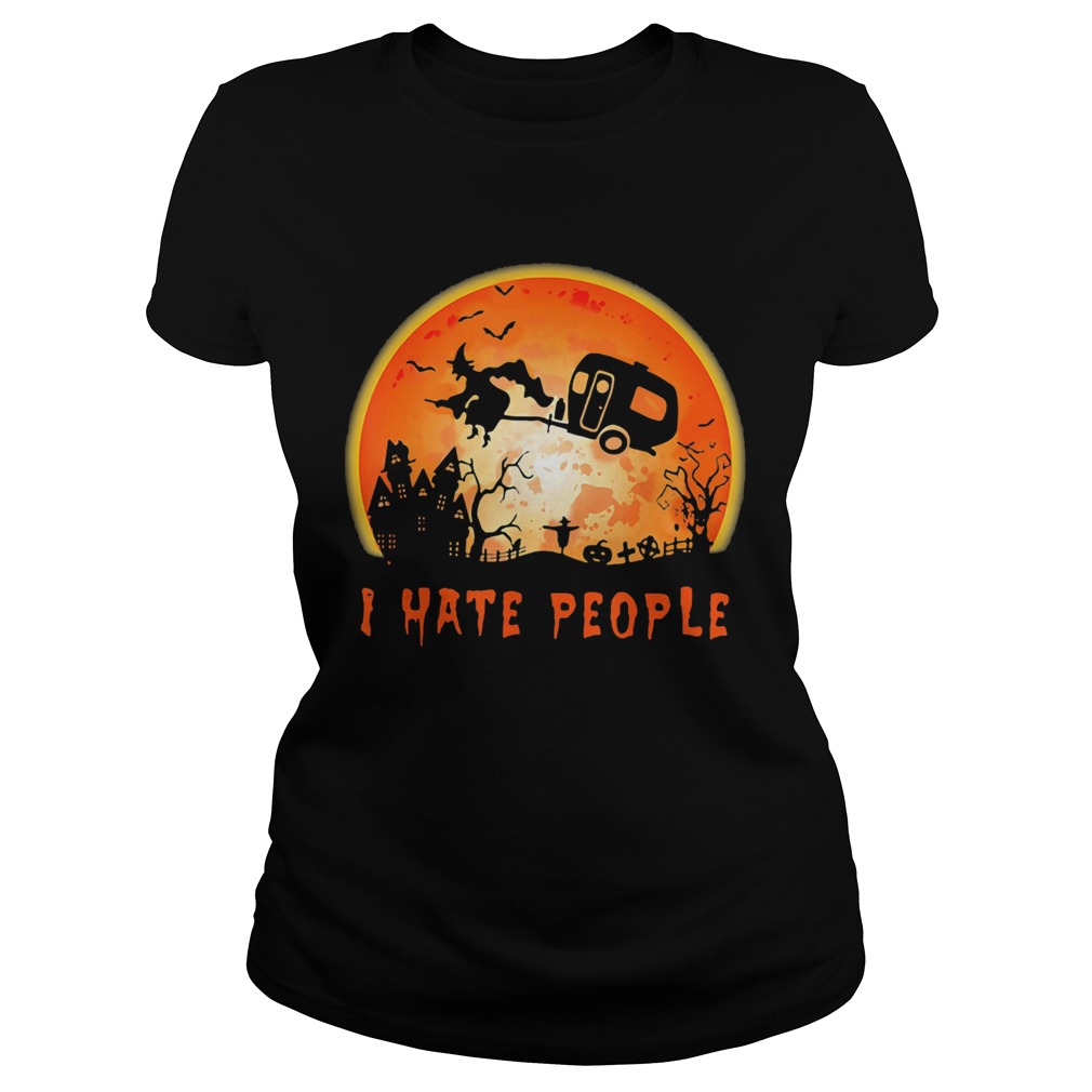 Halloween witch i hate people moon Classic Ladies