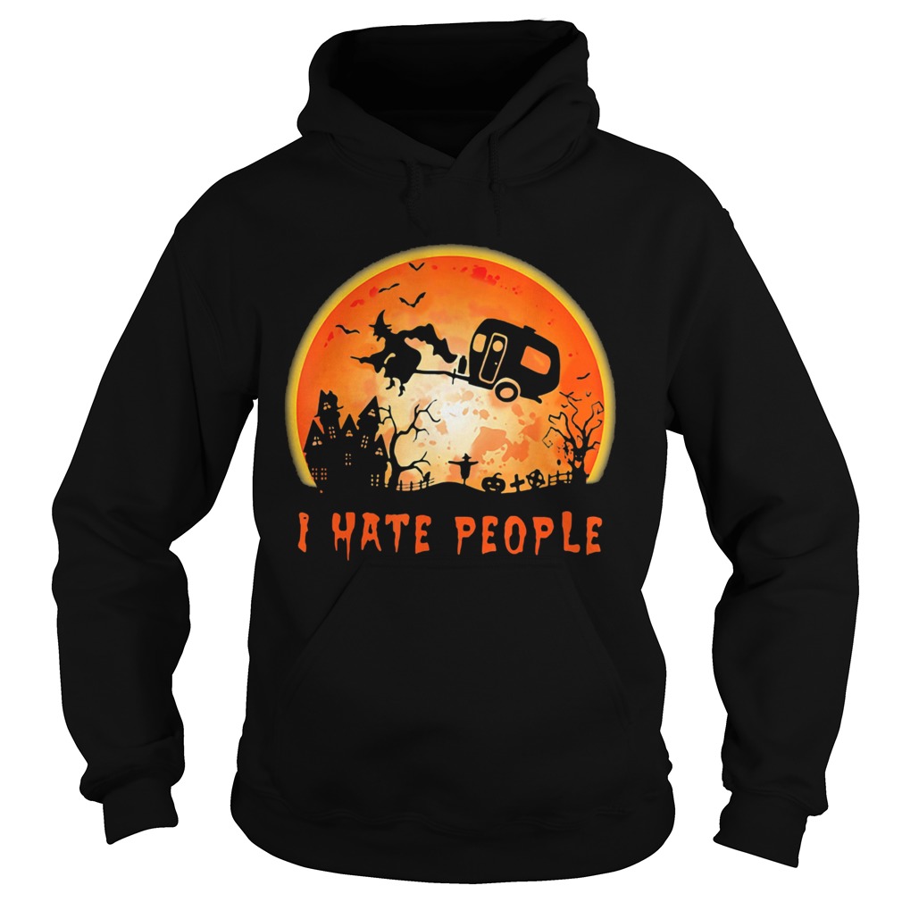 Halloween witch i hate people moon Hoodie