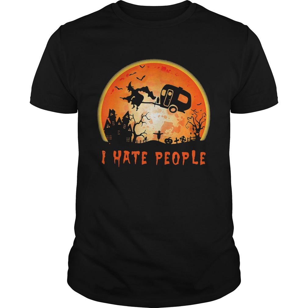 Halloween witch i hate people moon shirt