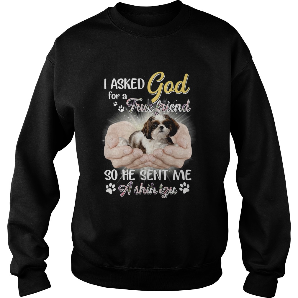 I Asked God For A True Friend So He Sent Me A Shih Tzu Sweatshirt