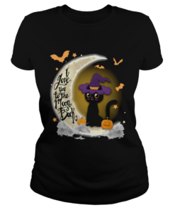 I LOVE YOU TO THE MOON AND BACK CAT WITCH PUMPKIN HALLOWEEN  Classic Ladies