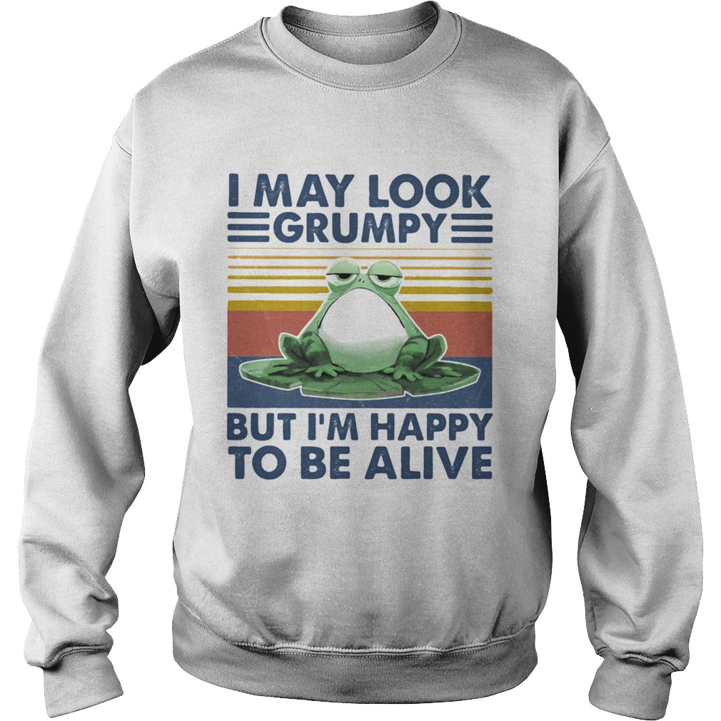 I May Look Grumpy But Im Happy To Be Alive Frog Vintage Retro Sweatshirt