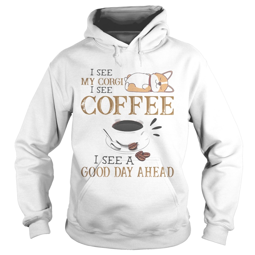 I see my corgi i see coffee i see a good day ahead Hoodie