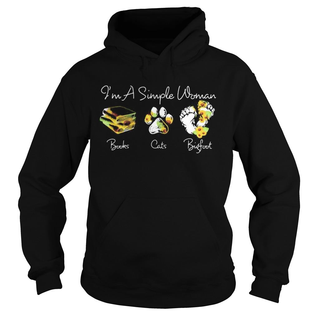 Im a simple woman books paw cats bigfoot leopard sunflower Hoodie