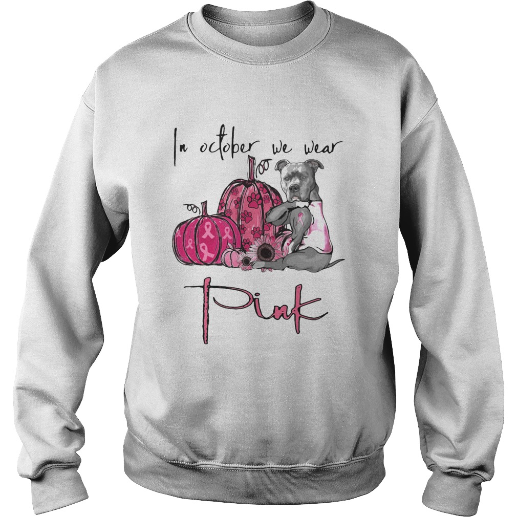 In October We Wear Pink Pumpkin Sunflower Dog Sweatshirt