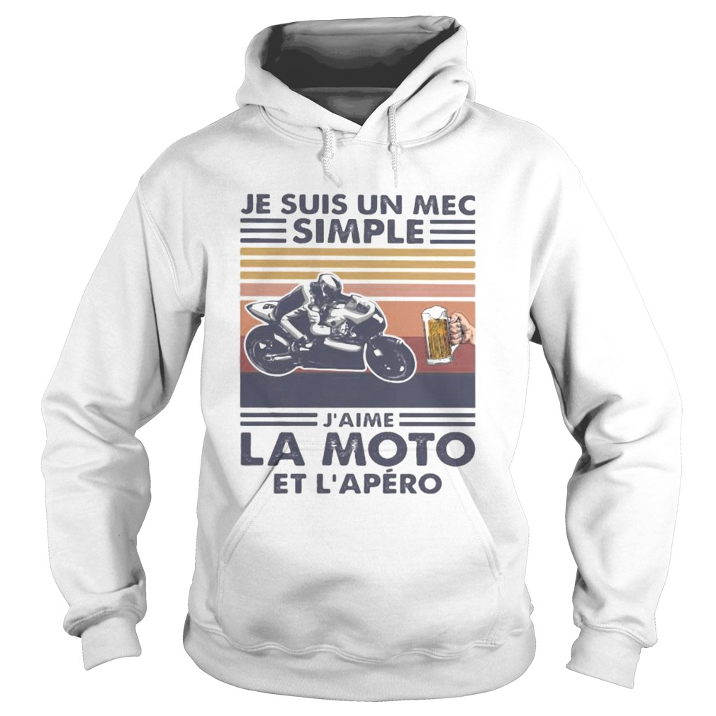 Je suis un mec simple jaime la moto et lapero vintage retro Hoodie