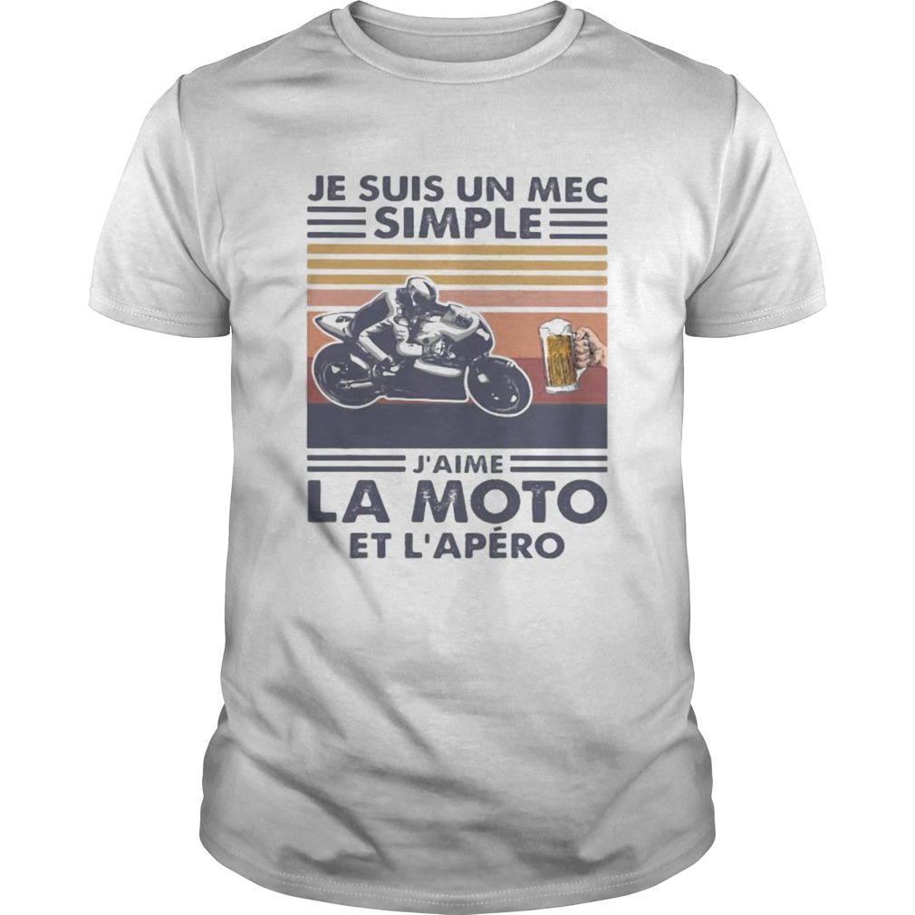 Je suis un mec simple jaime la moto et lapero vintage retro shirt