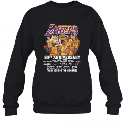 Los Angeles Lakers 60Th Anniversary 1960 2020 Thank You For The Memories Signatures T-Shirt Unisex Sweatshirt