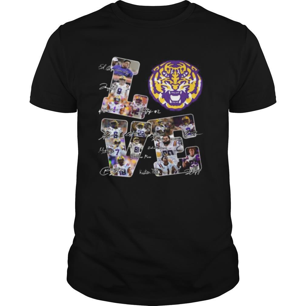 Love lsu tigers football players signatures shirt