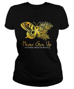 Never Give Up Childhood Cancer Awareness Butterfly  Classic Ladies