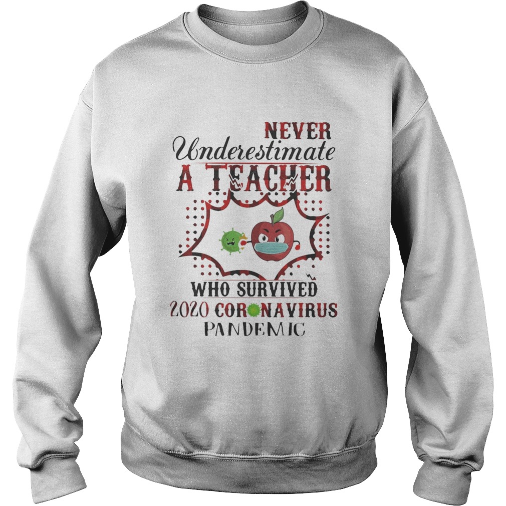 Never underestimate a teacher who survived 2020 coronavirus pandemic apple mask Sweatshirt