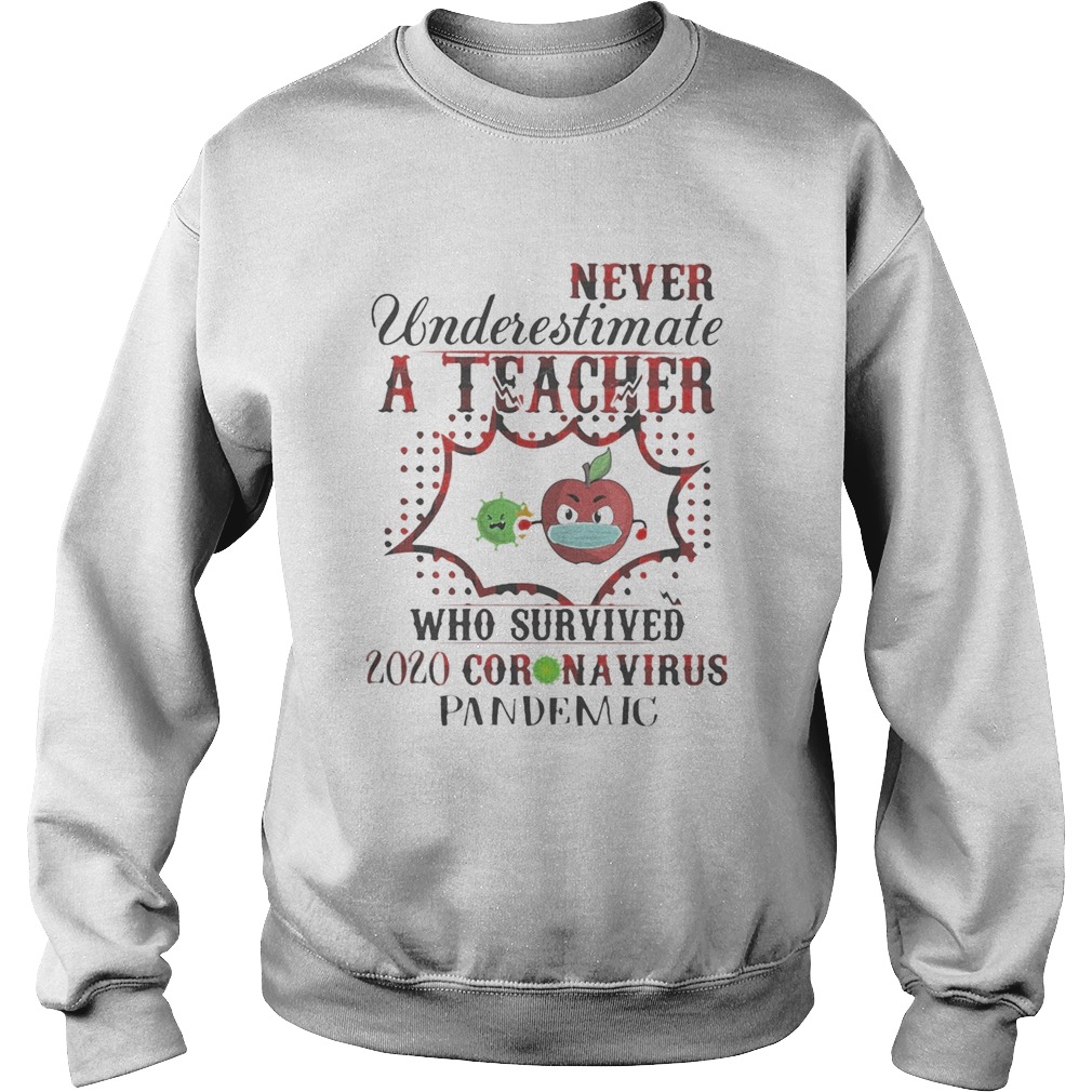 Never underestimate a teacher who survived 2020 coronavirus pandemic apple mask Sweatshirt