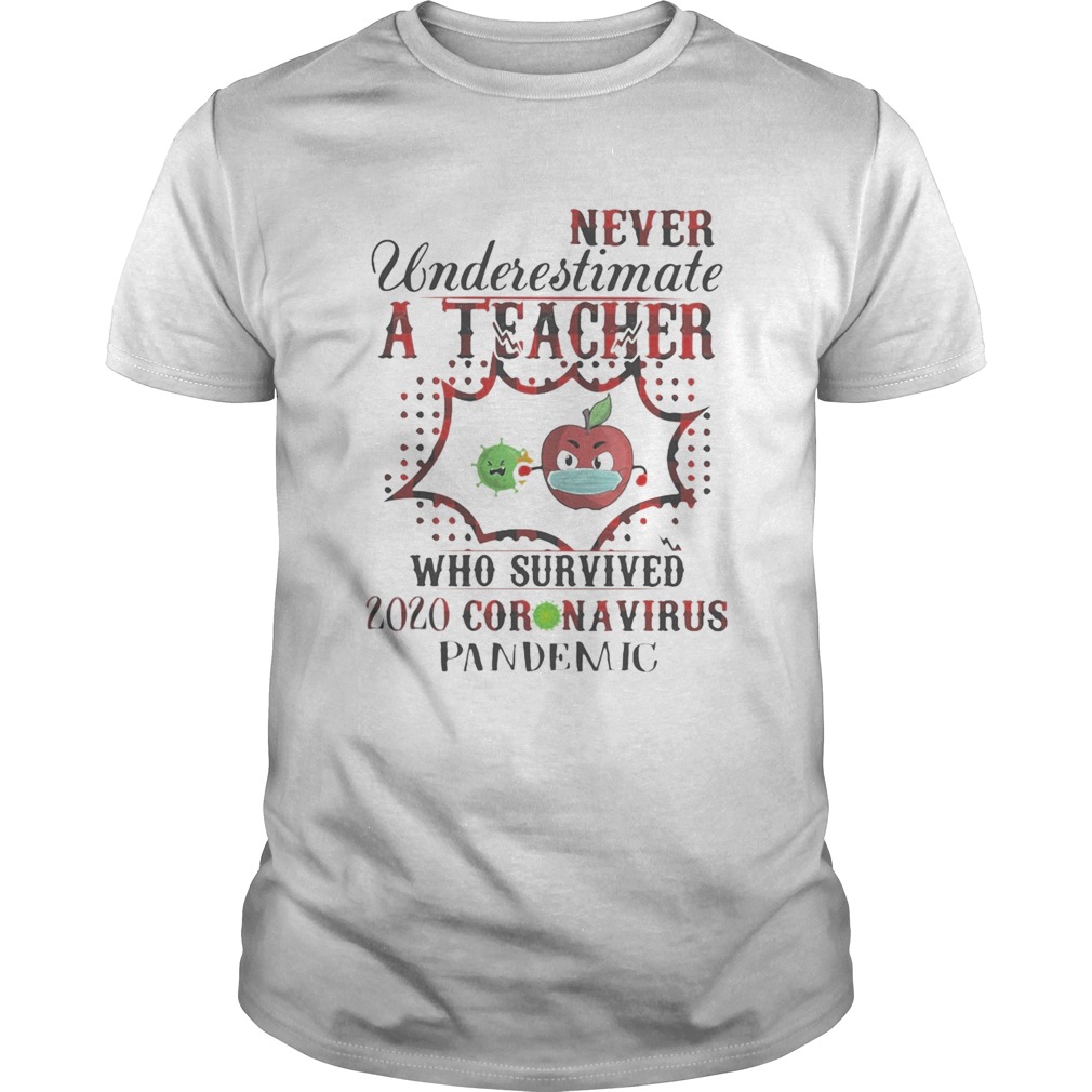 Never underestimate a teacher who survived 2020 coronavirus pandemic apple mask shirt