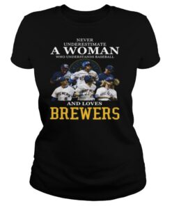 Never underestimate a woman who understands football and loves brewers shirt