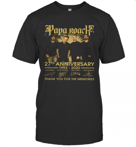 Papa Roach 27Th Anniversary 1993 2020 Thank You For The Memories Signatures T-Shirt