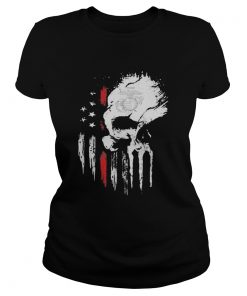 Red Marine Skull American Flag Independence Day  Classic Ladies