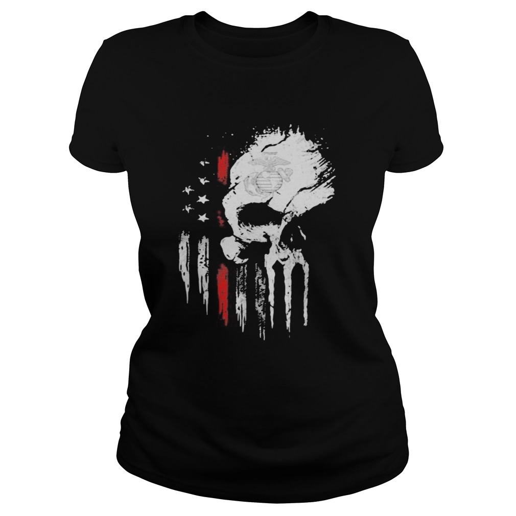 Red Marine Skull American Flag Independence Day  Classic Ladies