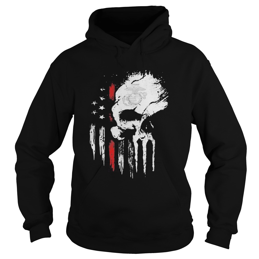 Red Marine Skull American Flag Independence Day  Hoodie