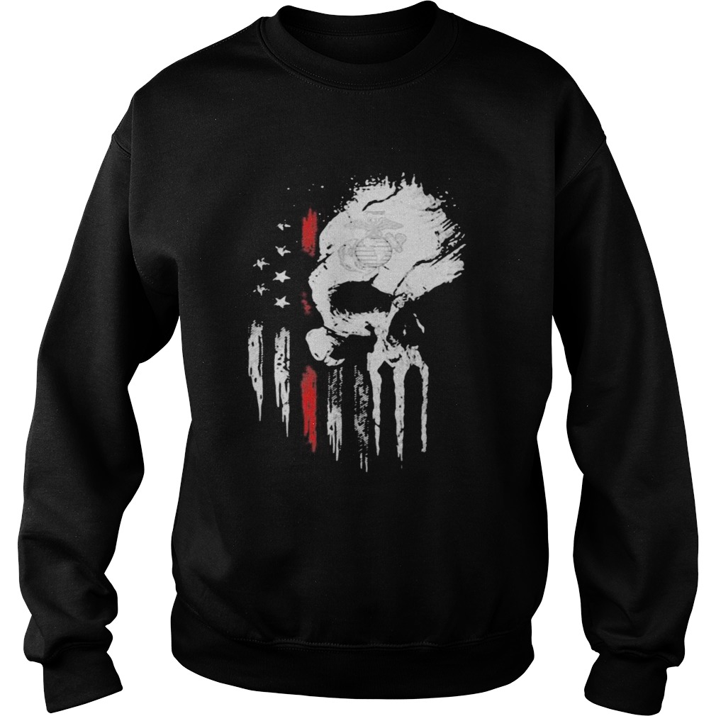 Red Marine Skull American Flag Independence Day  Sweatshirt